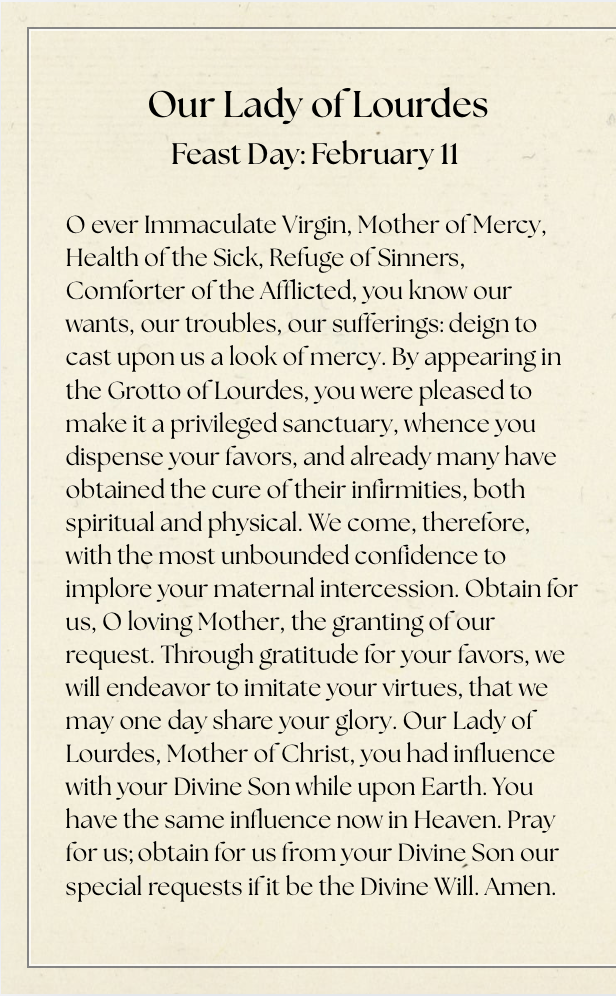 Prayer Card | Our Lady of Lourdes