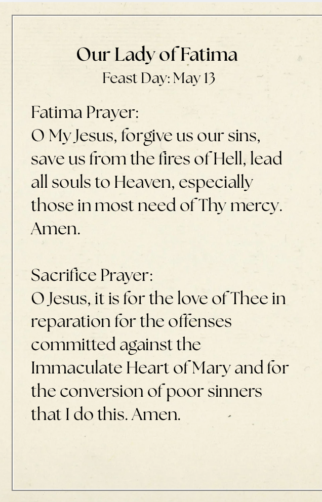 Prayer Card | Our Lady of Fatima